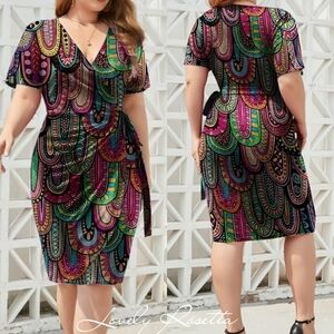 Vibrant Patterned Midi Dress
